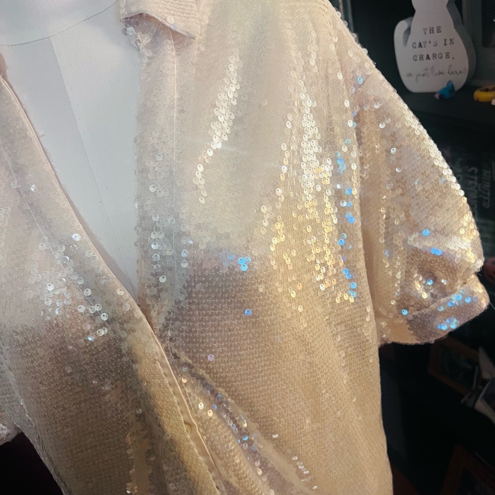 Sparkling Beige Sequin Mini Dress